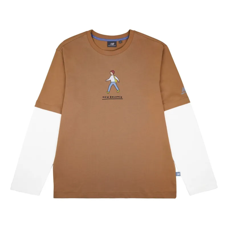 New Balance x Zero Per Zero Colorblock Long Sleeve Tee 'Brown White' NDA47013-BEI sold by KicksCrew