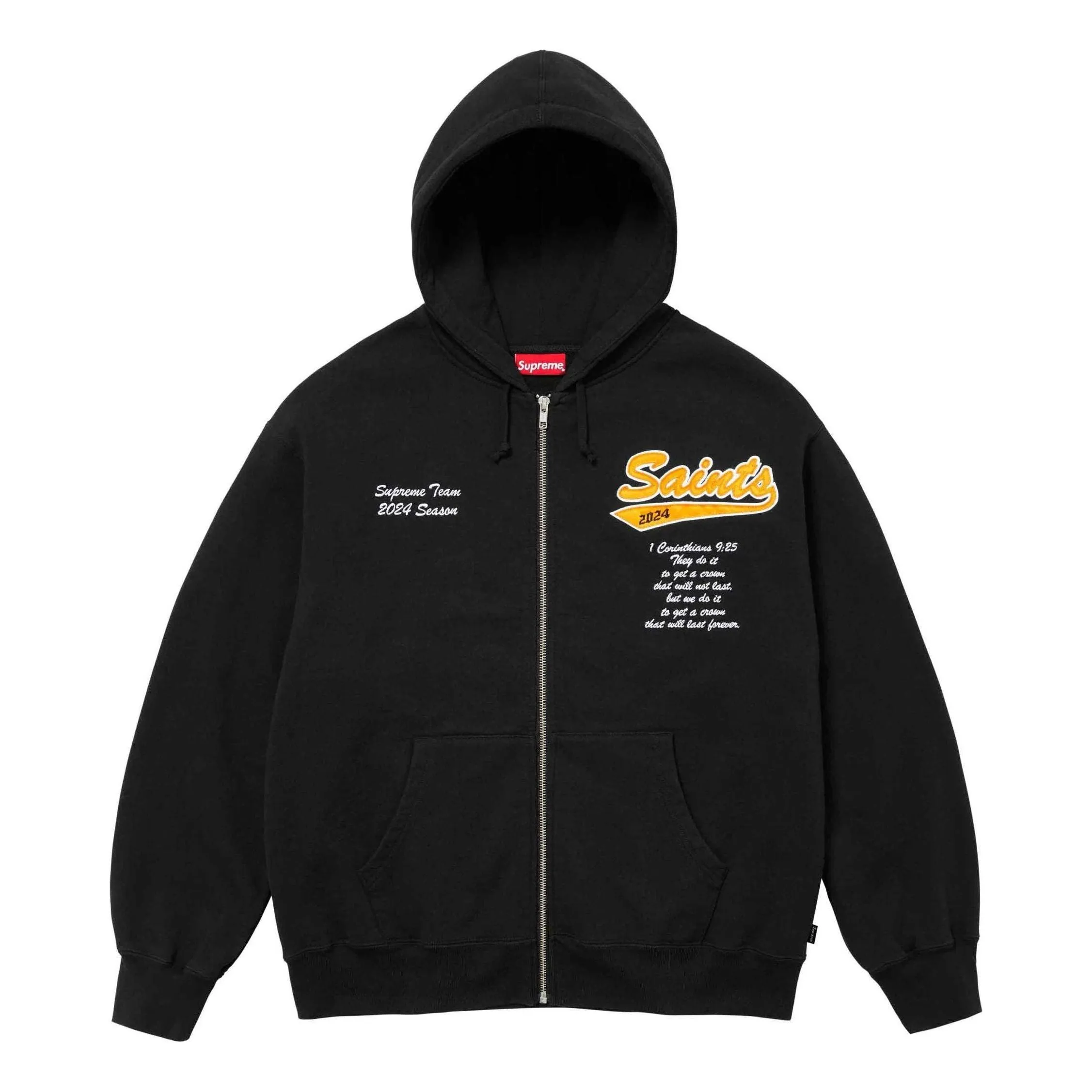 Supreme Salvation Zip Up Hooded Sweatshirt 'Black White Yellow' SUP-SS24-064 sold by KicksCrew