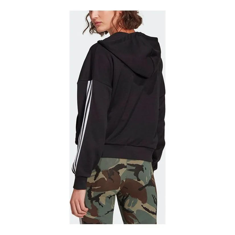 (WMNS) adidas Essentials Cut 3-Stripes Full-Zip Hoodie Asia Sizing 'Black White' GL1462 sold by KicksCrew product image thumbnail 3