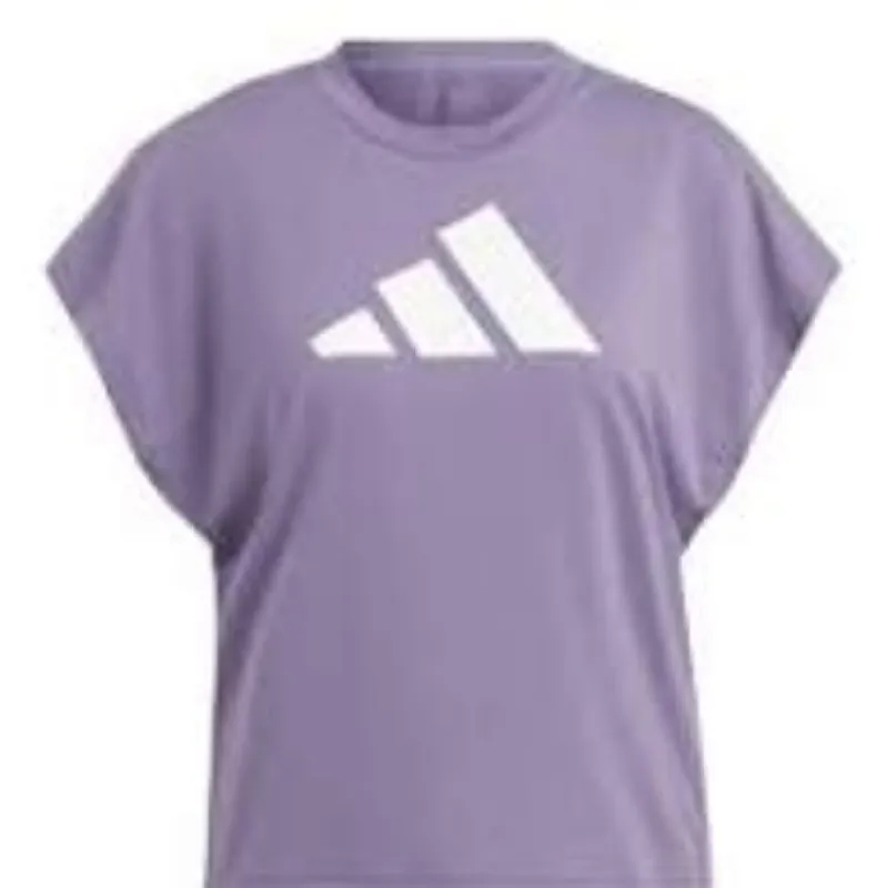 (WMNS) adidas Train Icons Training Regular Fit Logo T-Shirt Asia Sizing 'Purple White' IM4747 sold by KicksCrew