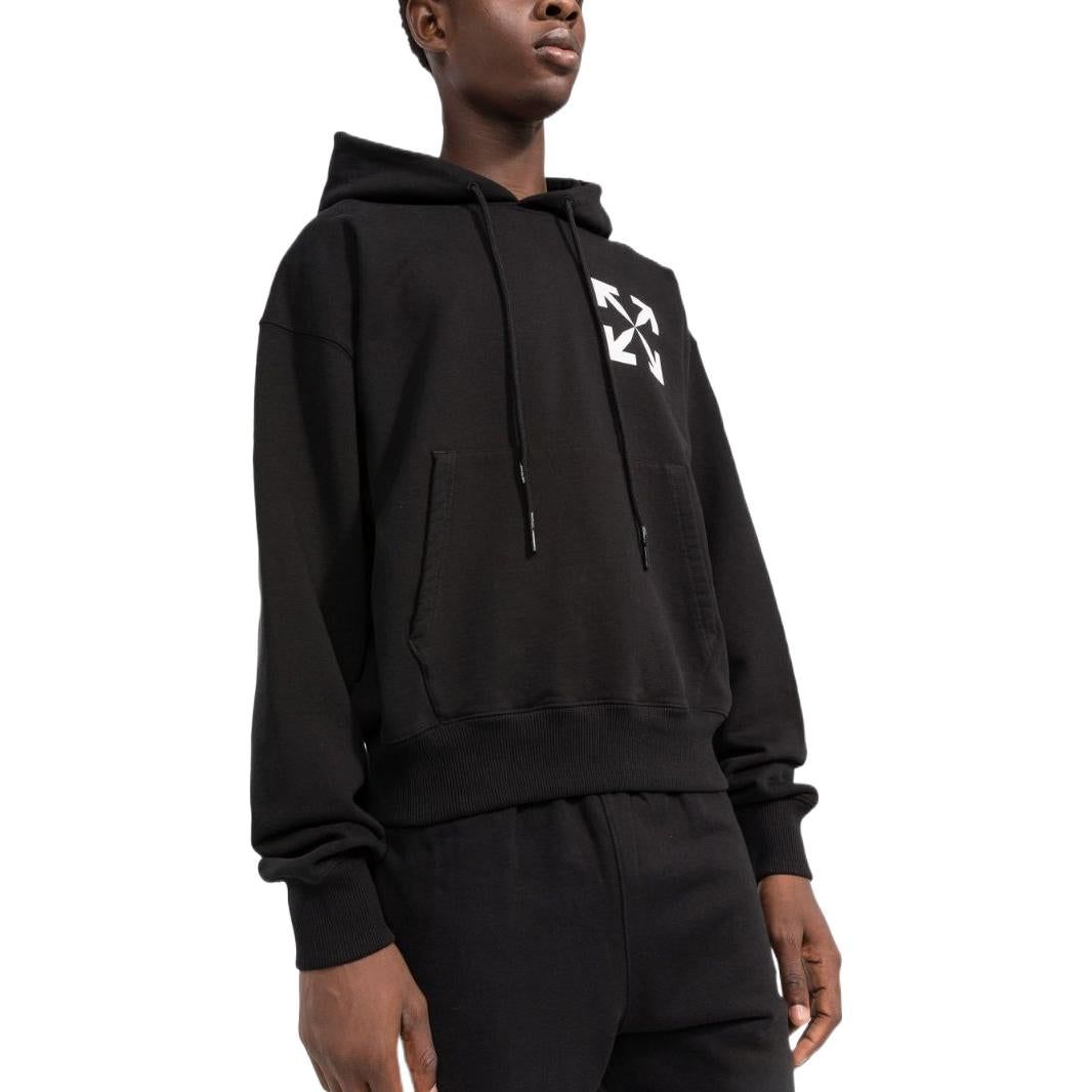 Off-White Arrows Logo-Print Cotton Hoodie 'Black' OMBB037C99FLE0081001 sold by KicksCrew product image thumbnail 3