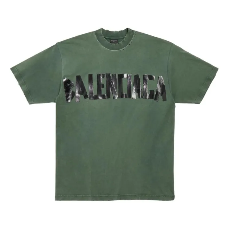 Balenciaga New Tape Type T-shirt Medium Fit 'Dark Green' 739784TQVQ83004 sold by KicksCrew