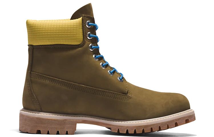 Timberland Premium 6 Inch Boots 'Olive Green Nubuck with Yellow Collar' A5NZM327 sold by KicksCrew product image thumbnail 2
