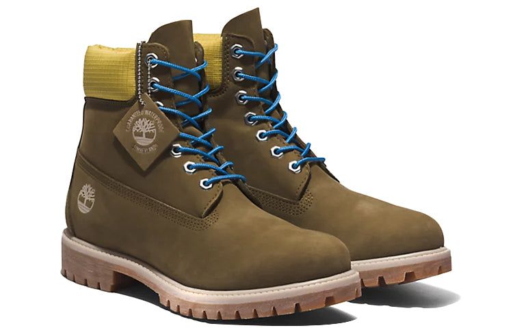 Timberland Premium 6 Inch Boots 'Olive Green Nubuck with Yellow Collar' A5NZM327 sold by KicksCrew product image thumbnail 4