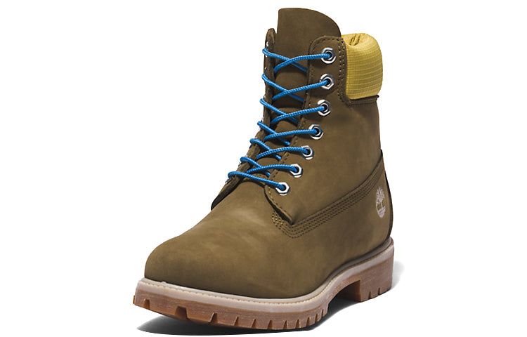 Timberland Premium 6 Inch Boots 'Olive Green Nubuck with Yellow Collar' A5NZM327 sold by KicksCrew product image thumbnail 3