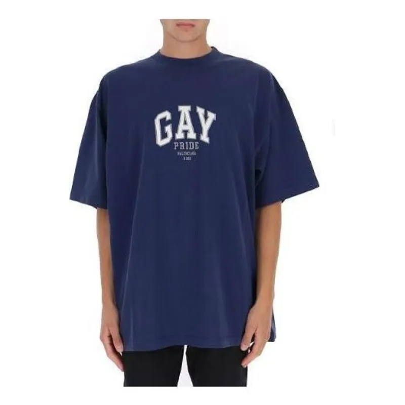 Balenciaga Pride T-Shirt Boxy Fit 'Navy' 651795TLV938561 sold by KicksCrew