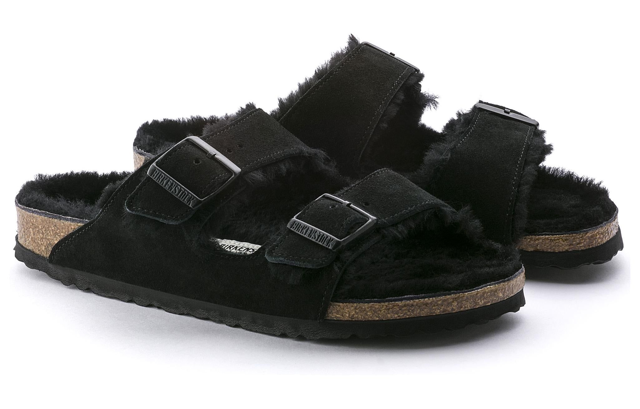 Birkenstock Arizona Shearling Suede Leather Narrow Fit 'Black' 0752663 sold by KicksCrew product image thumbnail 3