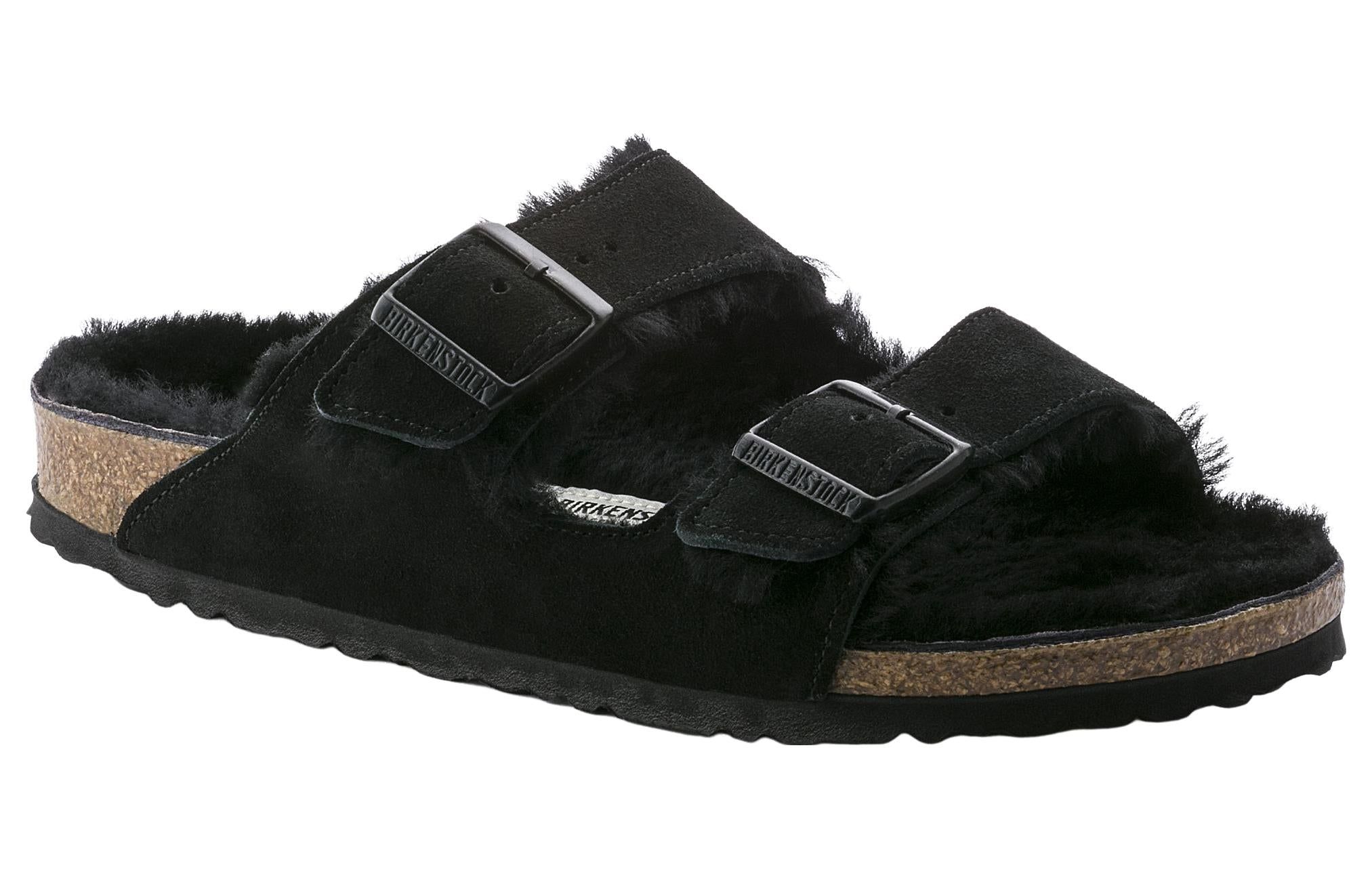 Birkenstock Arizona Shearling Suede Leather Narrow Fit 'Black' 0752663 sold by KicksCrew product image thumbnail 2