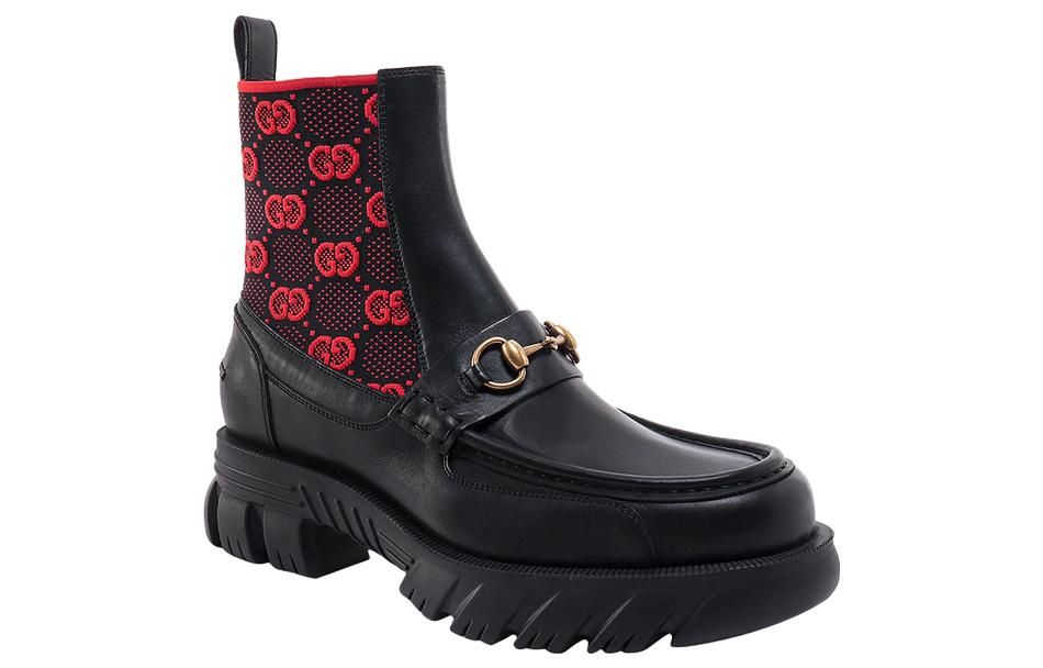 (WMNS) Gucci Horsebit GG Jersey Boot 'Black Red' 718708-AAA4Y-1071 sold by KicksCrew product image thumbnail 3