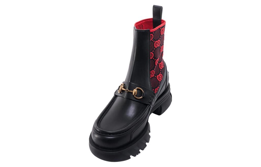 (WMNS) Gucci Horsebit GG Jersey Boot 'Black Red' 718708-AAA4Y-1071 sold by KicksCrew product image thumbnail 5