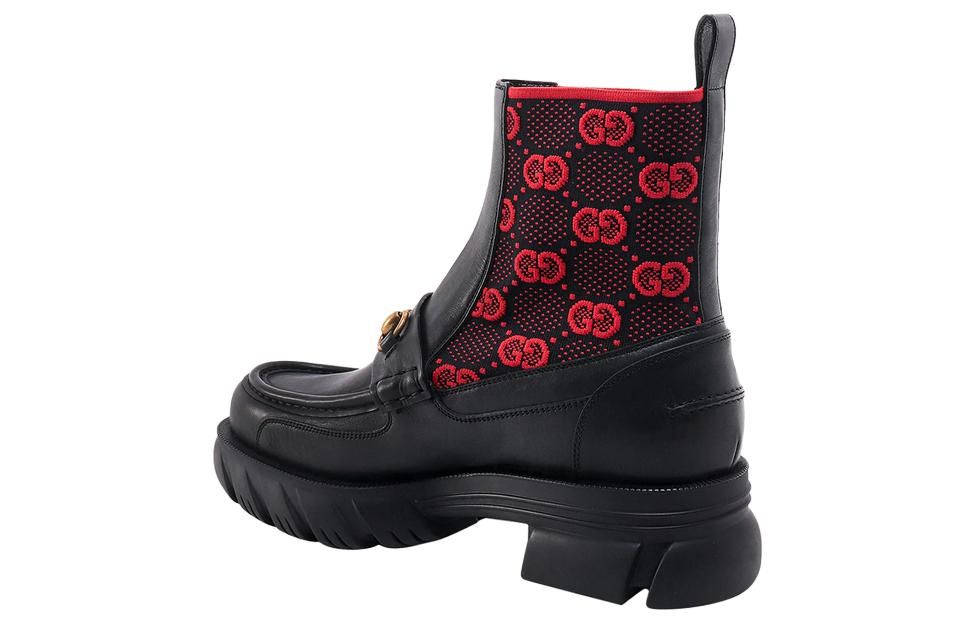 (WMNS) Gucci Horsebit GG Jersey Boot 'Black Red' 718708-AAA4Y-1071 sold by KicksCrew product image thumbnail 4