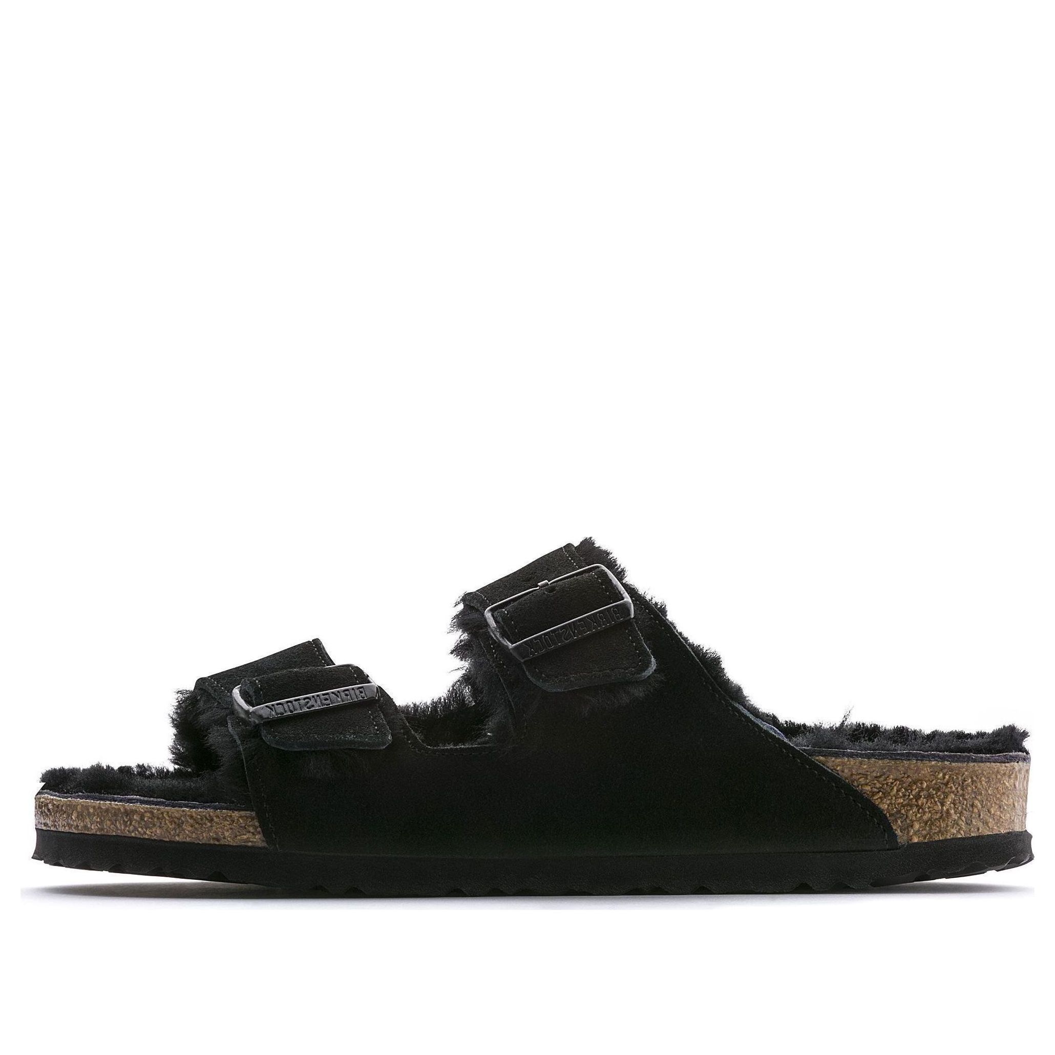 Birkenstock Arizona Shearling Suede Leather Narrow Fit 'Black' 0752663 sold by KicksCrew