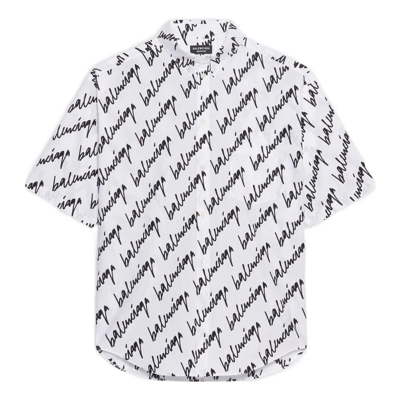 Balenciaga Allover Scribble Short Sleeve Shirt 'White Black' 681702TLLJ49040 sold by KicksCrew