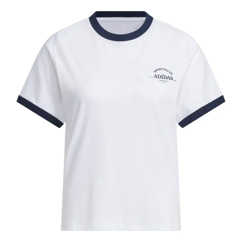 (WMNS) adidas Verbiage T-Shirt 'White Black' JC8708 sold by KicksCrew