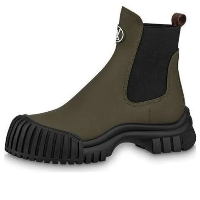 (WMNS) LOUIS VUITTON Ruby Flat Ankle Boots 'Olive Green' 1ABUIG sold by KicksCrew