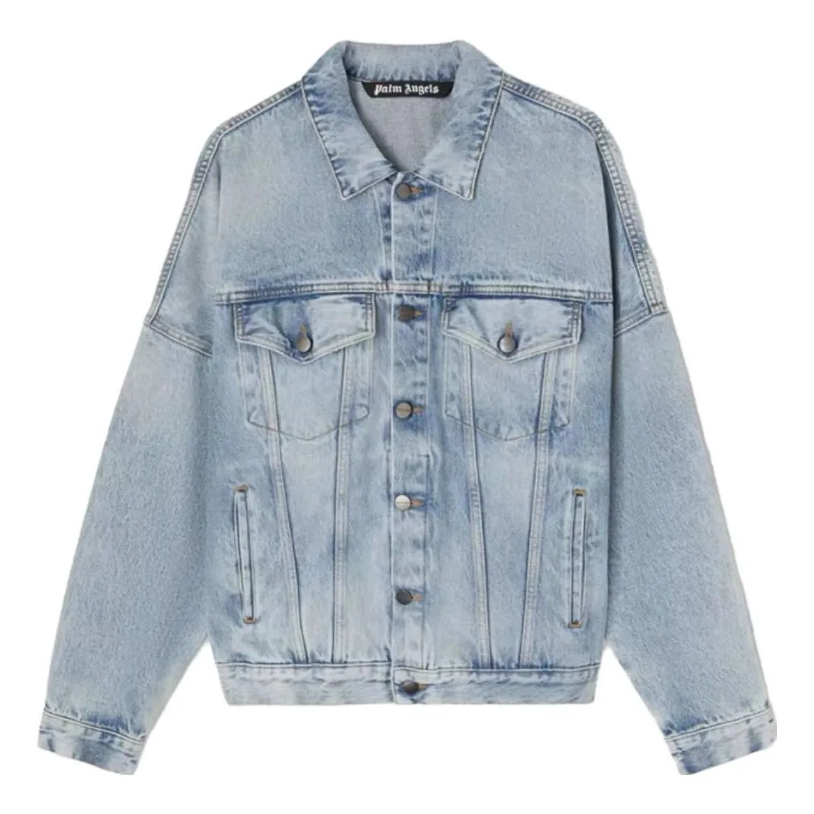 Palm Angels SS23 Back Logo Denim Jacket 'Light Blue' PMYE006C99DEN0024001 sold by KicksCrew