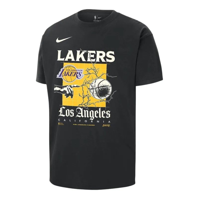Nike NBA Max90 Los Angeles Lakers Courtside T-Shirt 'Black' FQ6105-010 sold by KicksCrew
