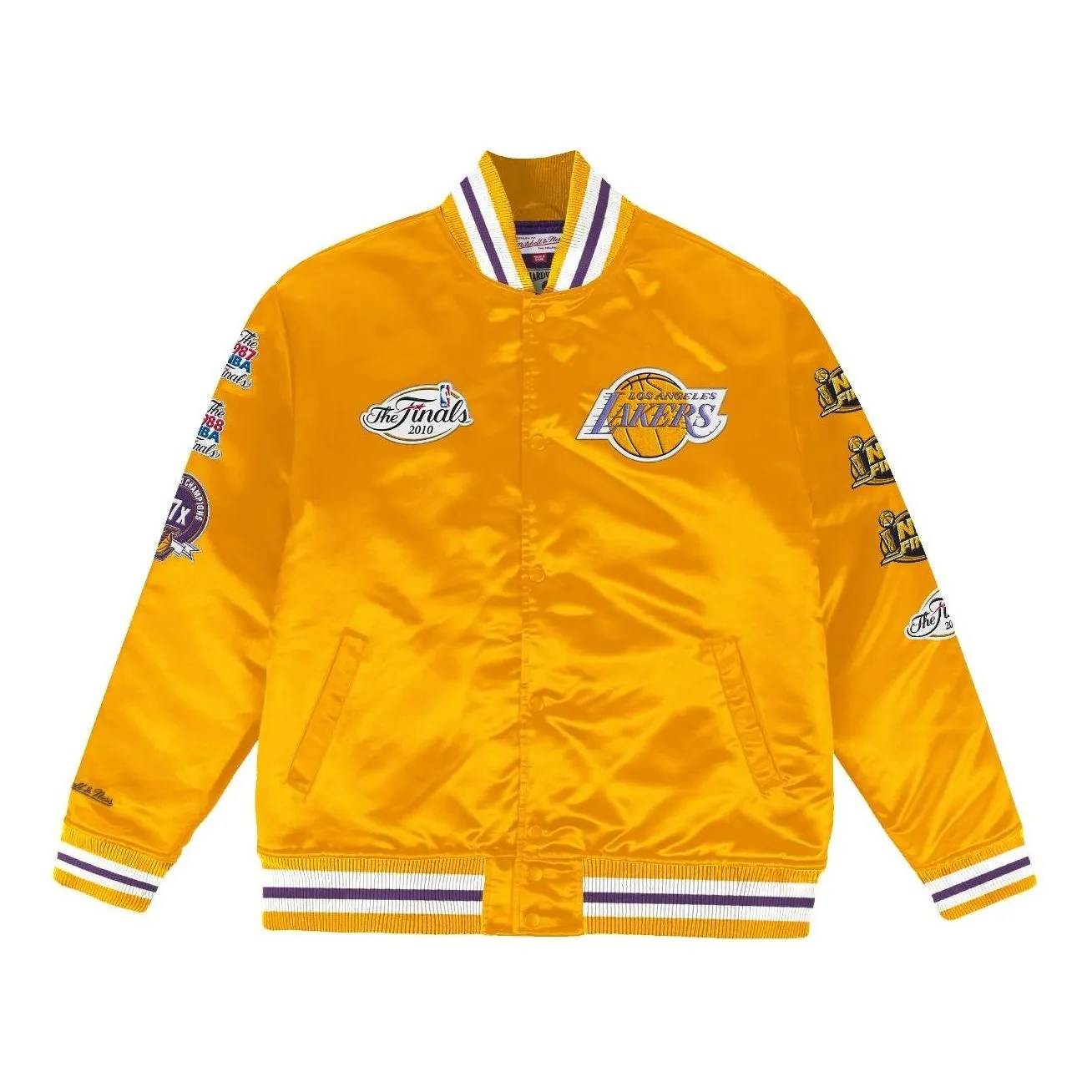 Mitchell & Ness NBA Champ City Satin Jacket Los Angeles Lakers 'Yellow' OJBF3232-LALYYPPPGOLD sold by KicksCrew