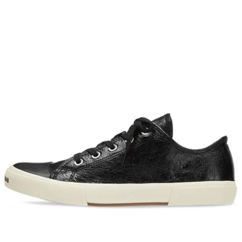 Balenciaga Paris Low Top Sneakers 'Black Destroyed Cotton and White Rubber' 688754W3RCB1090 sold by KicksCrew