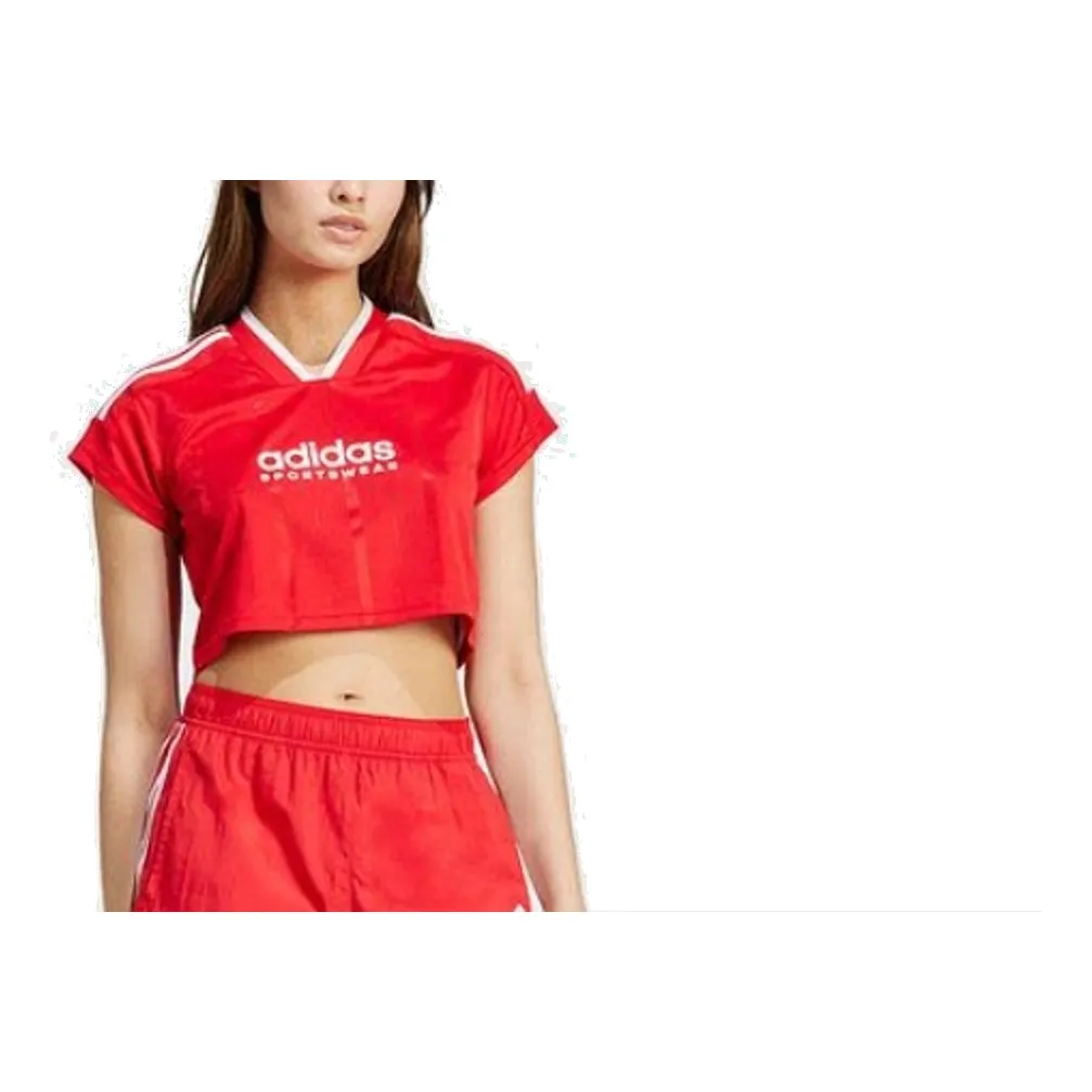 (WMNS) adidas Tiro Cut 3-Stripes Crop Jersey 'Red White' IZ2084 sold by KicksCrew product image thumbnail 3