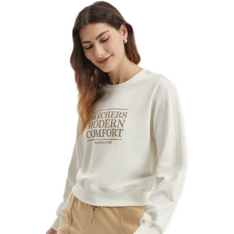 (WMNS) Skechers Letter Printed Crew Sweater 'Grey White' L323W044 sold by KicksCrew product image thumbnail 2