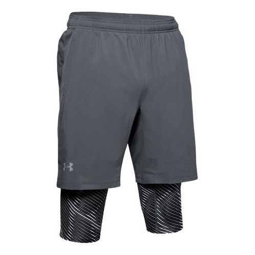 Under Armour Launch SW Long 2-in-1 Logo Shorts 'Pitch Grey' 1355480-012 sold by KicksCrew