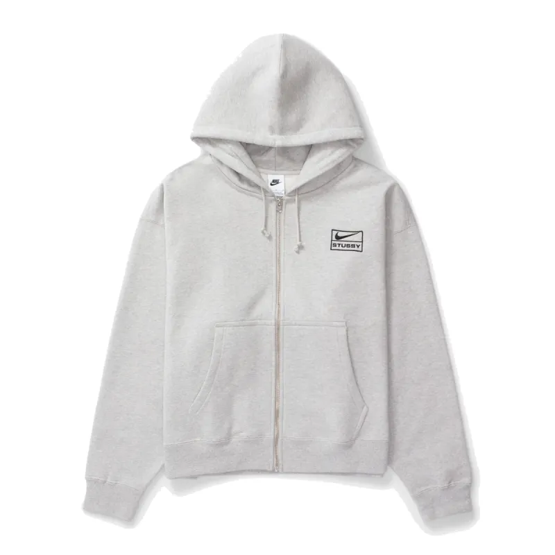 Nike x Stussy SS24 Full-Zip Fleece Hoodie 'Grey Black' FJ9181-050 sold by KicksCrew