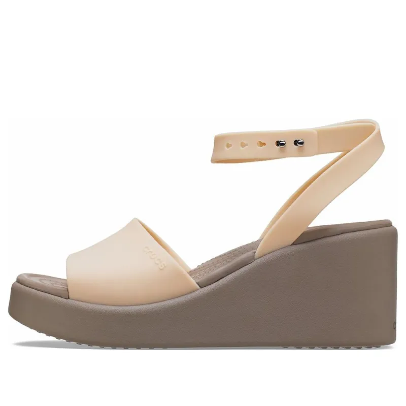 (WMNS) Crocs Brooklyn Ankle Strap Wedge Sandals 'Cream White Brown' 209406-2DS sold by KicksCrew