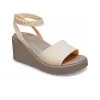 (WMNS) Crocs Brooklyn Ankle Strap Wedge Sandals 'Cream White Brown' 209406-2DS sold by KicksCrew