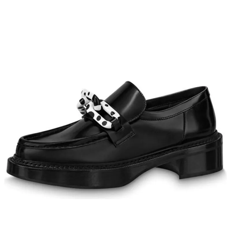 (WMNS) LOUIS VUITTON x YK Academy Loafers 'Black with White' 1AB9JW sold by KicksCrew