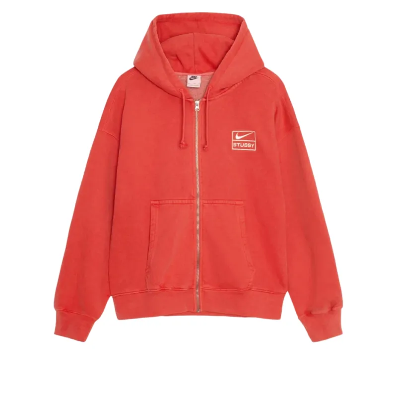 Nike x Stussy Pigment Dyed Fleece Zip Hoodie 'Habanero Red' FJ9161-642 sold by KicksCrew