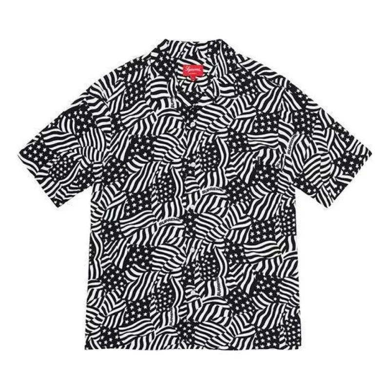 Supreme Flags Rayon S/S Shirt 'Black White' SUP-SS20-7500 sold by KicksCrew