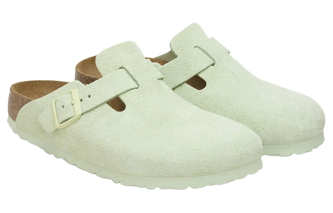 Birkenstock Boston Soft Footbed Suede Leather Narrow Fit Sandals 'Faded Lime' 1027678 sold by KicksCrew product image thumbnail 3