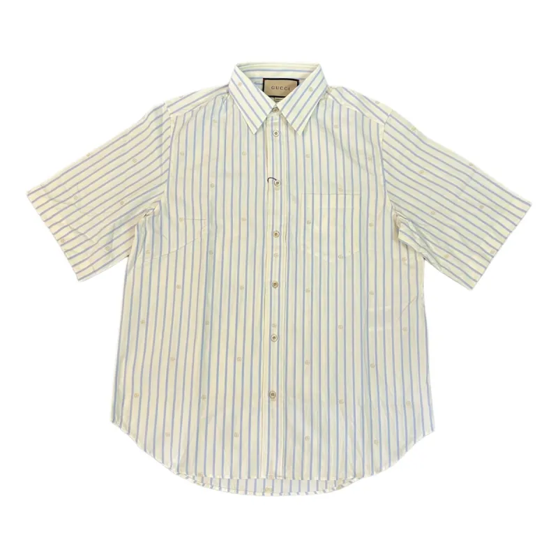 Gucci Striped Shirt With GG Patch 'Blue Ivory' 673493-ZAHIY-9738 sold by KicksCrew