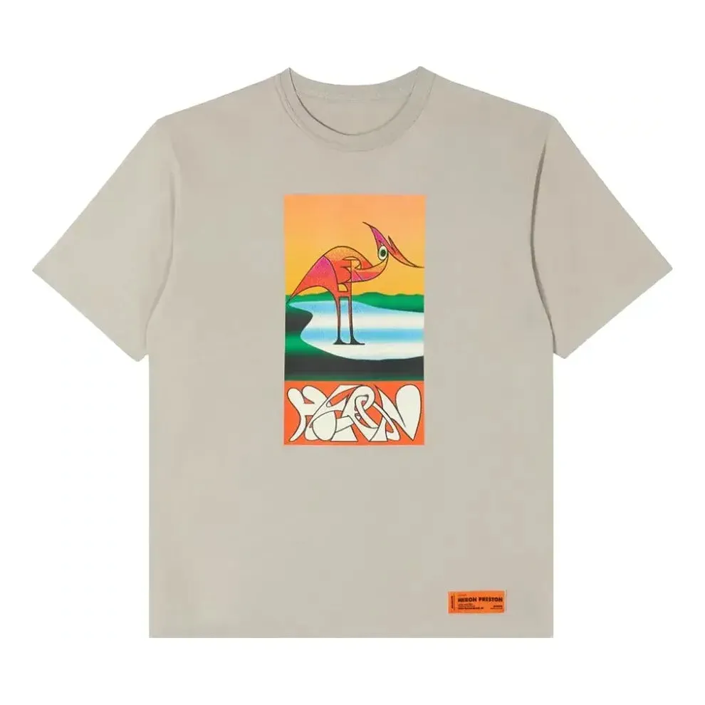 HERON PRESTON SS22 Abstract T-shirt 'Grey Orange' HMAA026S22JER0030920 sold by KicksCrew