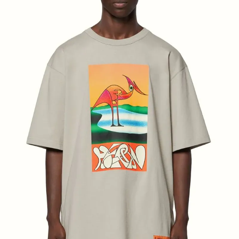 HERON PRESTON SS22 Abstract T-shirt 'Grey Orange' HMAA026S22JER0030920 sold by KicksCrew product image thumbnail 3