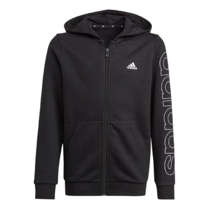 (GS) adidas Essentials Hoodie Asia Sizing 'Black White' GN4041 sold by KicksCrew