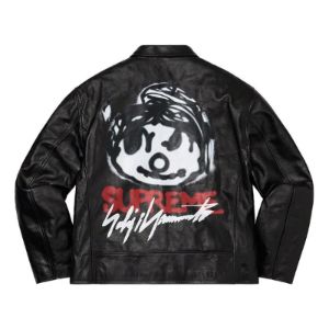 Supreme x Yohji Yamamoto Leather Work Jacket 'Black White Red' SUP-FW20-105 sold by KicksCrew