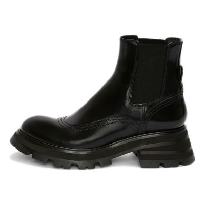 (WMNS) Alexander McQueen Leather Chelsea Ankle Boots 'Black' 666368WHZ841000 made by Alexander McQueen