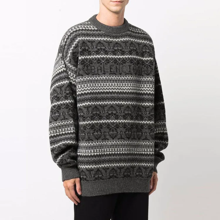 Balenciaga Fair Isle Crewneck Sweater 'Grey' 675280T16121240 sold by KicksCrew product image thumbnail 4