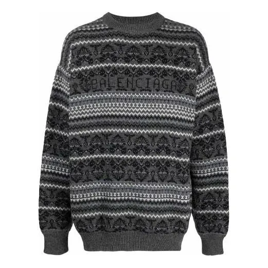 Balenciaga Fair Isle Crewneck Sweater 'Grey' 675280T16121240 sold by KicksCrew
