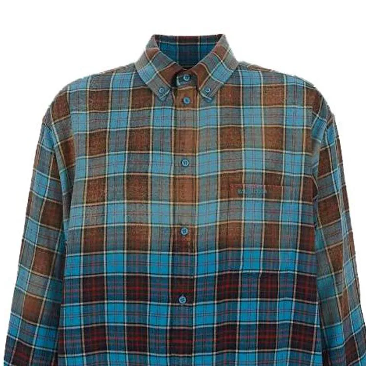 Balenciaga Check Flannel Oversized Long Sleeve Shirt 'Blue Red' 715030TMM116305 sold by KicksCrew product image thumbnail 3