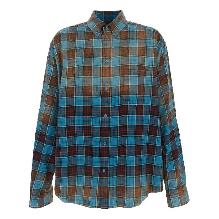 Balenciaga Check Flannel Oversized Long Sleeve Shirt 'Blue Red' 715030TMM116305 sold by KicksCrew