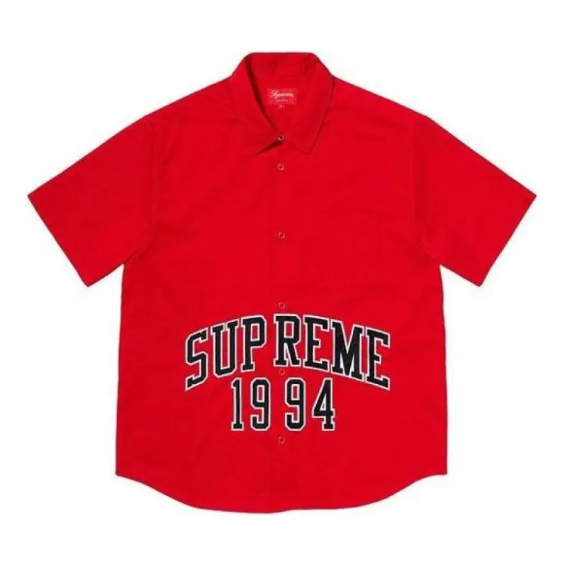 Supreme Arc Logo S/S Work Shirt 'Red Black' SUP-SS20-149 sold by KicksCrew