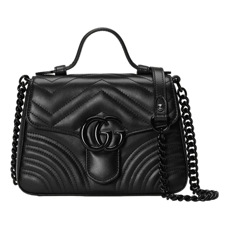 (WMNS) Gucci GG Marmont Top Handle Bag 'Black' 702563-DTDFV-1000 sold by KicksCrew
