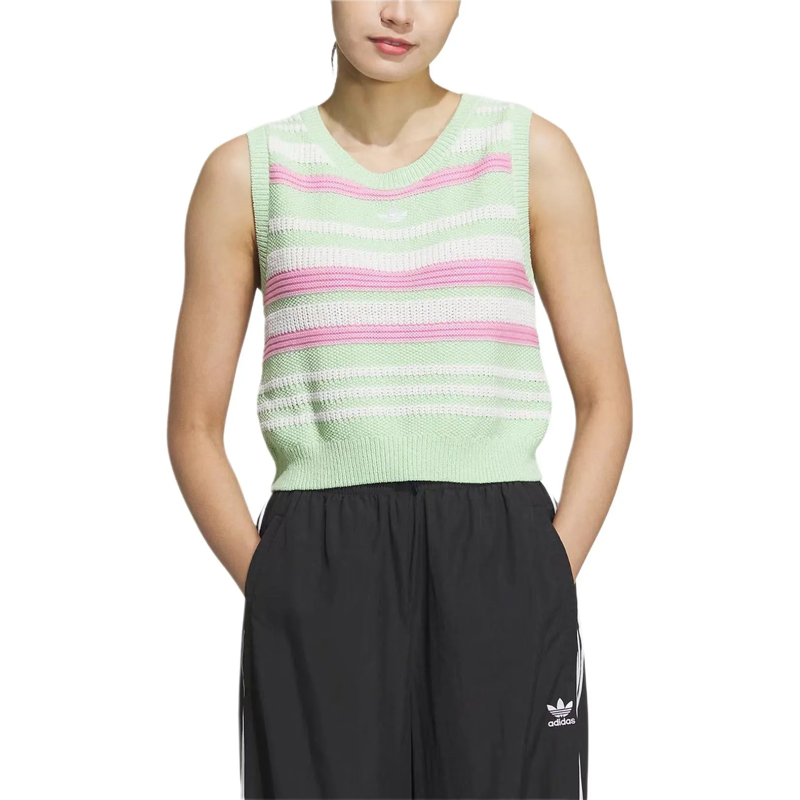 (WMNS) adidas Knitted Striped Vest Top 'Green' JI7052 sold by KicksCrew product image thumbnail 2