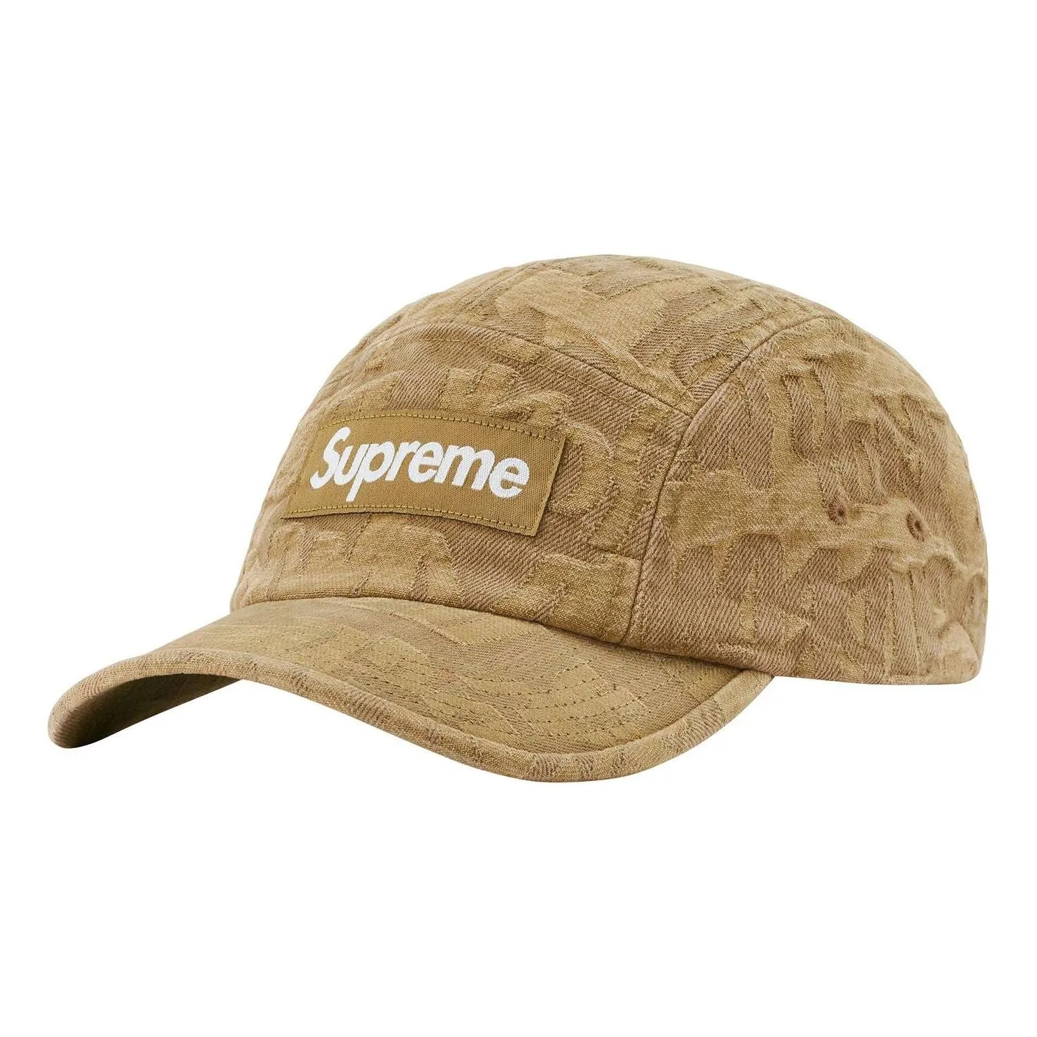 Supreme Fat Tip Jacquard Denim Camp Cap 'Tan White' SUP-SS22-768 sold by KicksCrew