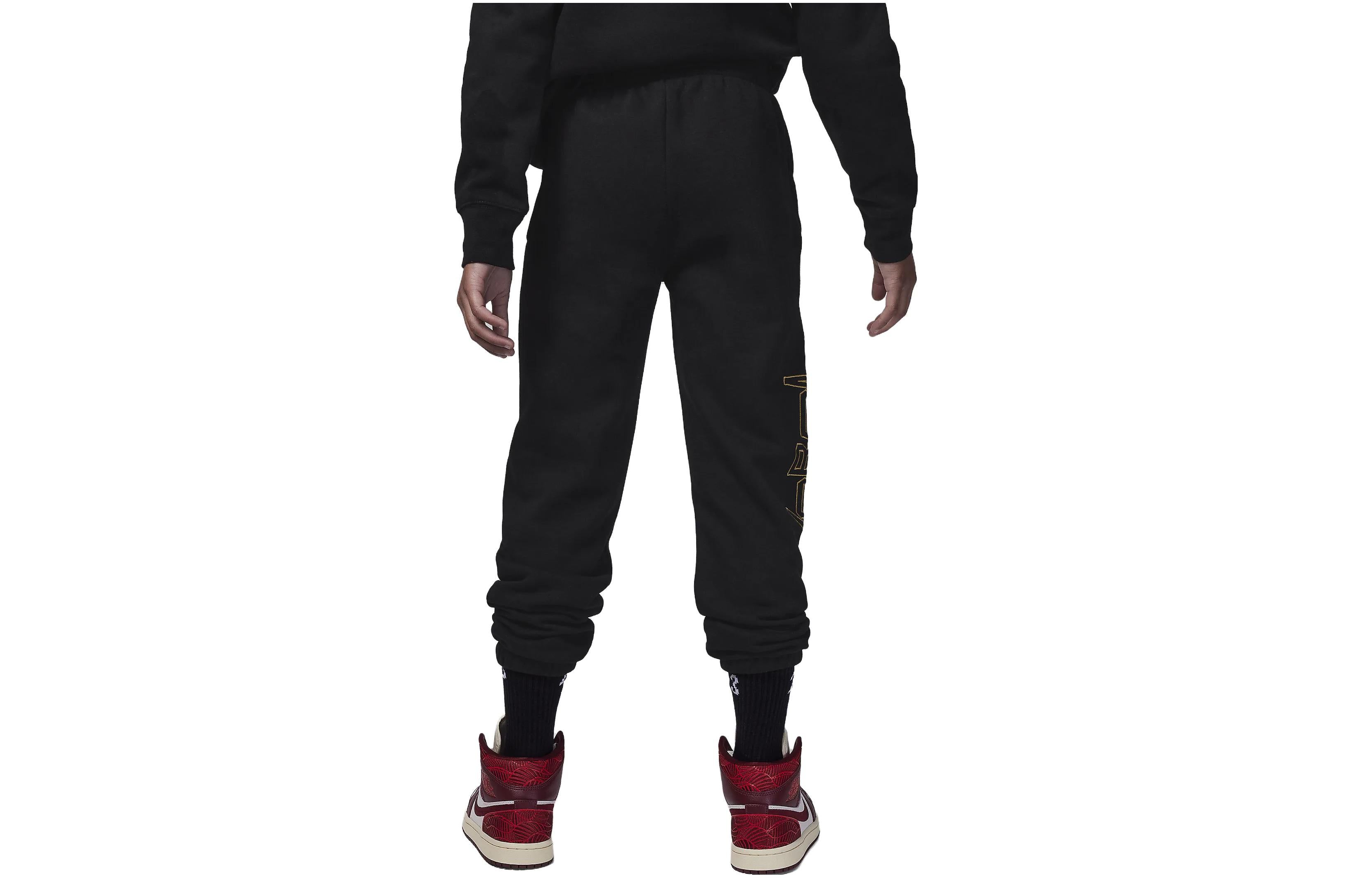(GS) Air Jordan Take Flight Black and Gold Fleece Pants 'Black' FV5680-010 sold by KicksCrew product image thumbnail 3