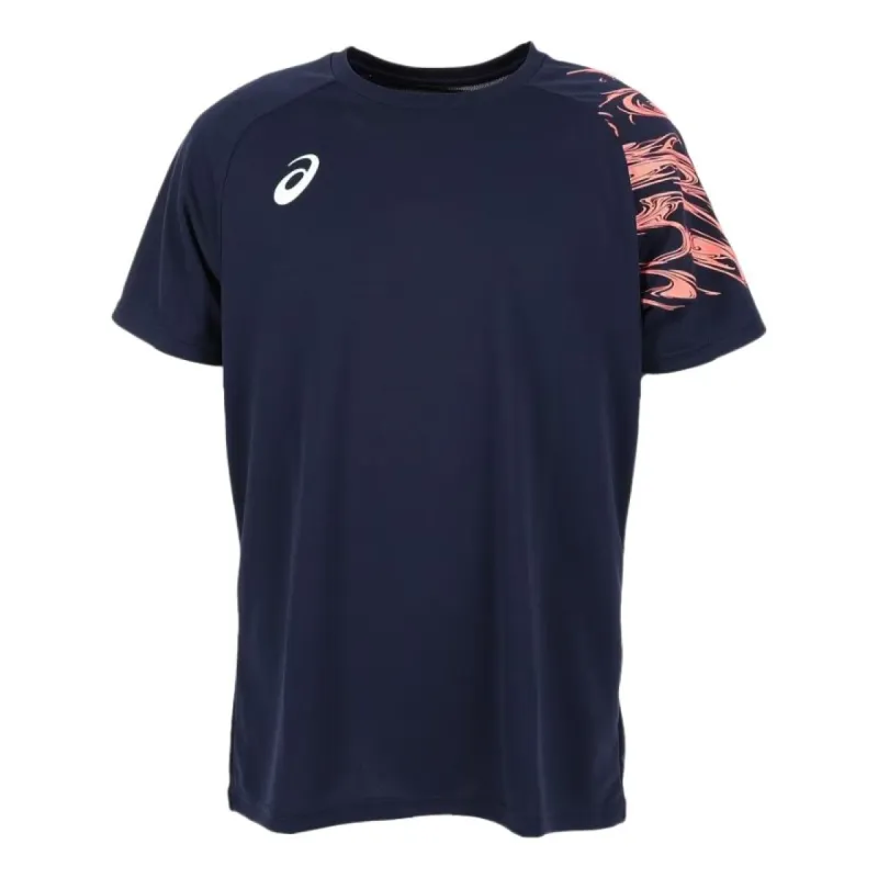 Asics Dry Print Short Sleeve T-Shirt 'Midnight Blazing Coral' 2051A328-400 sold by KicksCrew