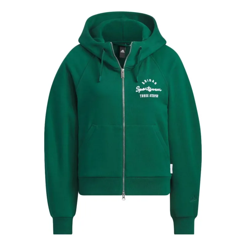 (WMNS) Adidas Verbiage Full-Zip Hoodies 'Green' IZ4569 sold by KicksCrew